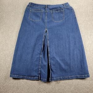 Vintage Mwah Jean Skirt Faux Back Slit Midi A-Line Modest